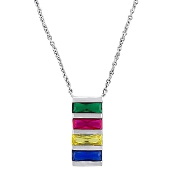 NWT Hudson's Bay Company HBC  925 Sterling silver HBC Stripes Crystals Necklace - Picture 2 of 7